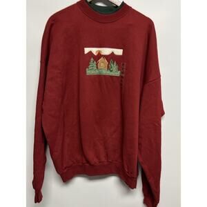 Vintage Granny Embroidered Sweatshirt 3X Cabin Core Cozy Mountains Grandma New